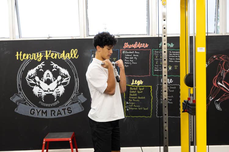 Student in the school gym