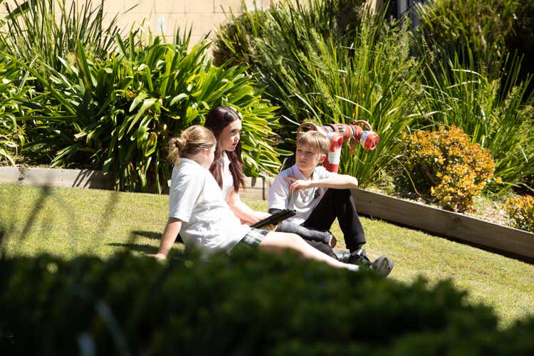 Students learning outdoors